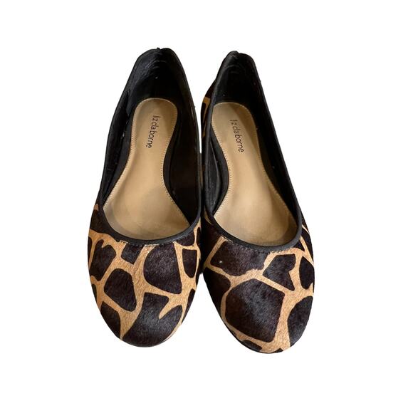 Liz Claiborne Round Toe Calf Hair Ballet Flats Giraffe Animal Print 7 - Picture 4 of 8